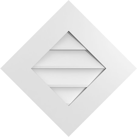 Ekena Millwork Diamond Surface Mount PVC Gable Vent: Functional, w/ 3-1/2"W x 1"P Standard Frame, 22"W x 22"H GVPDI22X2201SF